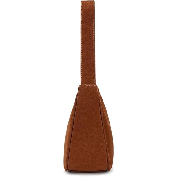 Women Suede Brown Imported Polyester Leather Zipper Closure Mini Tote Handbag - Picture 4 of 7